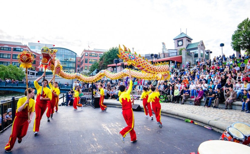 Chinese Dragon performance at WaterFire Providence. Photo by Jeffrey Stolzberg.